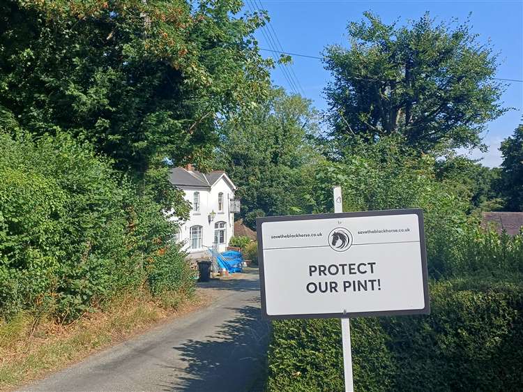 Protect Our Pint campaign sign in Stansted village